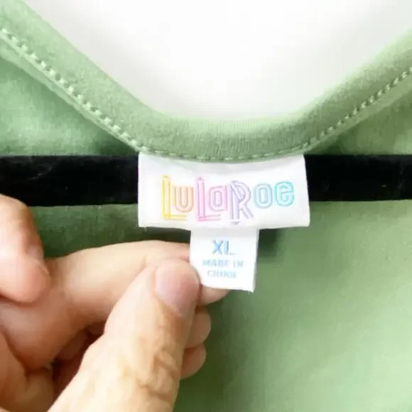 Lularoe XL Womens Spring Green Heidi Buttoned V-Neck Above Knee Babydoll Dress - Picture 5 of 8